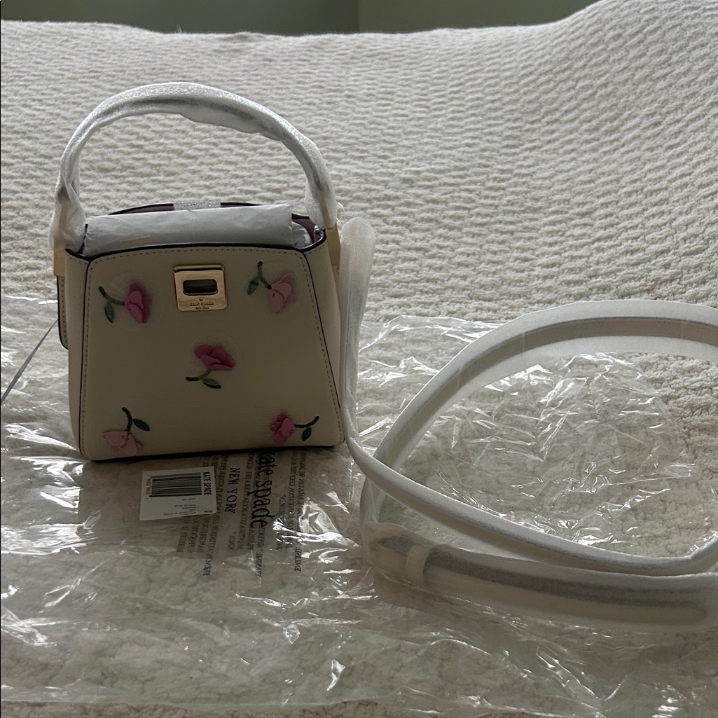 Nwt Kate Spade Floral Cream Mini Handbag